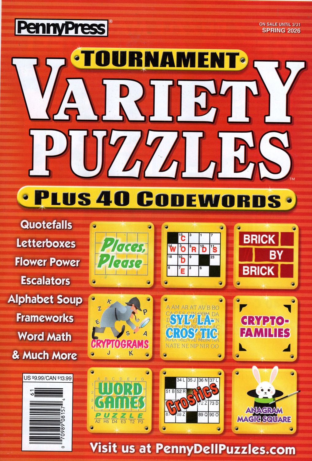 PennyPress Tournament Variety Puzzles Spring 2026
