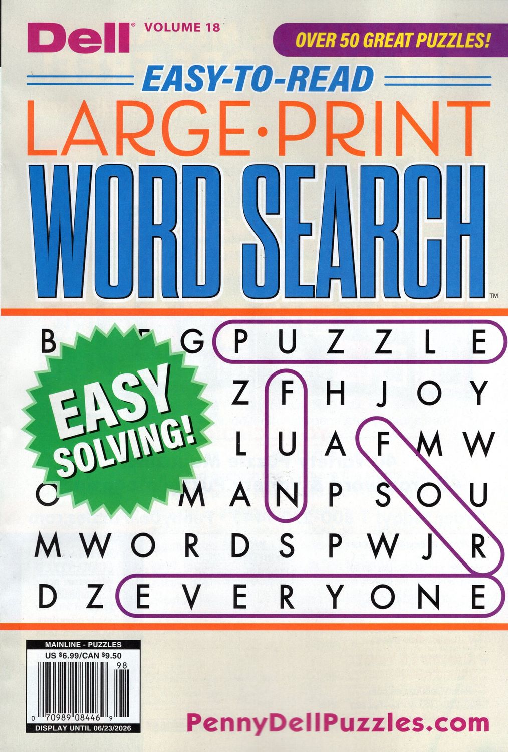 Dell Easy to Read Large Print Word Search (18) Puzzles June 2026