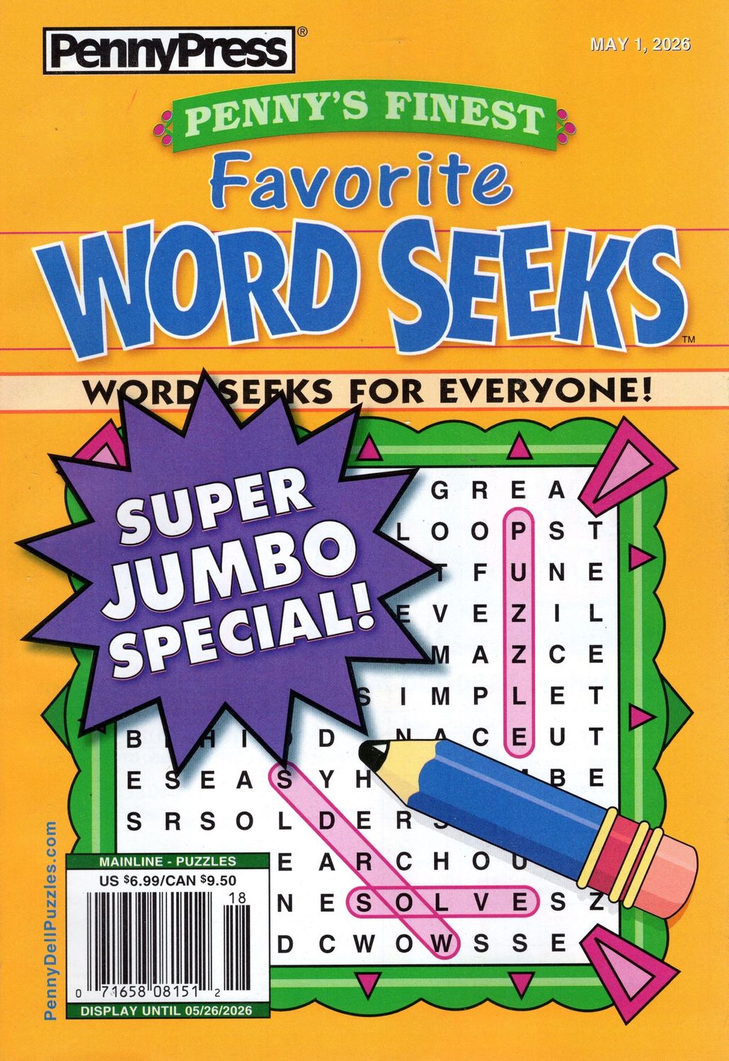Penny’s Finest Favorite Word Seeks Puzzle Book May 2026