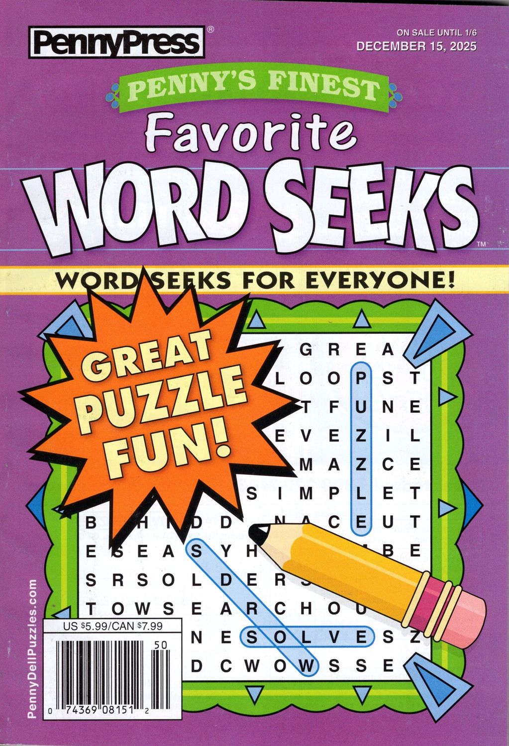 Penny’s Finest Favorite Word Seeks Puzzle Book December 2025