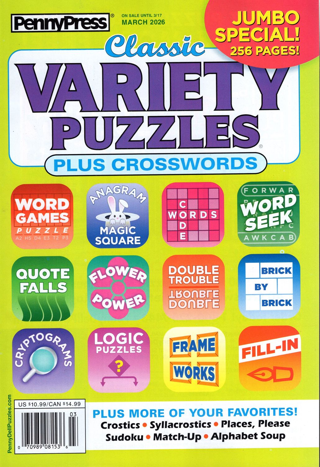 PennyPress Classic Variety Puzzles Plus Crosswords March 2026