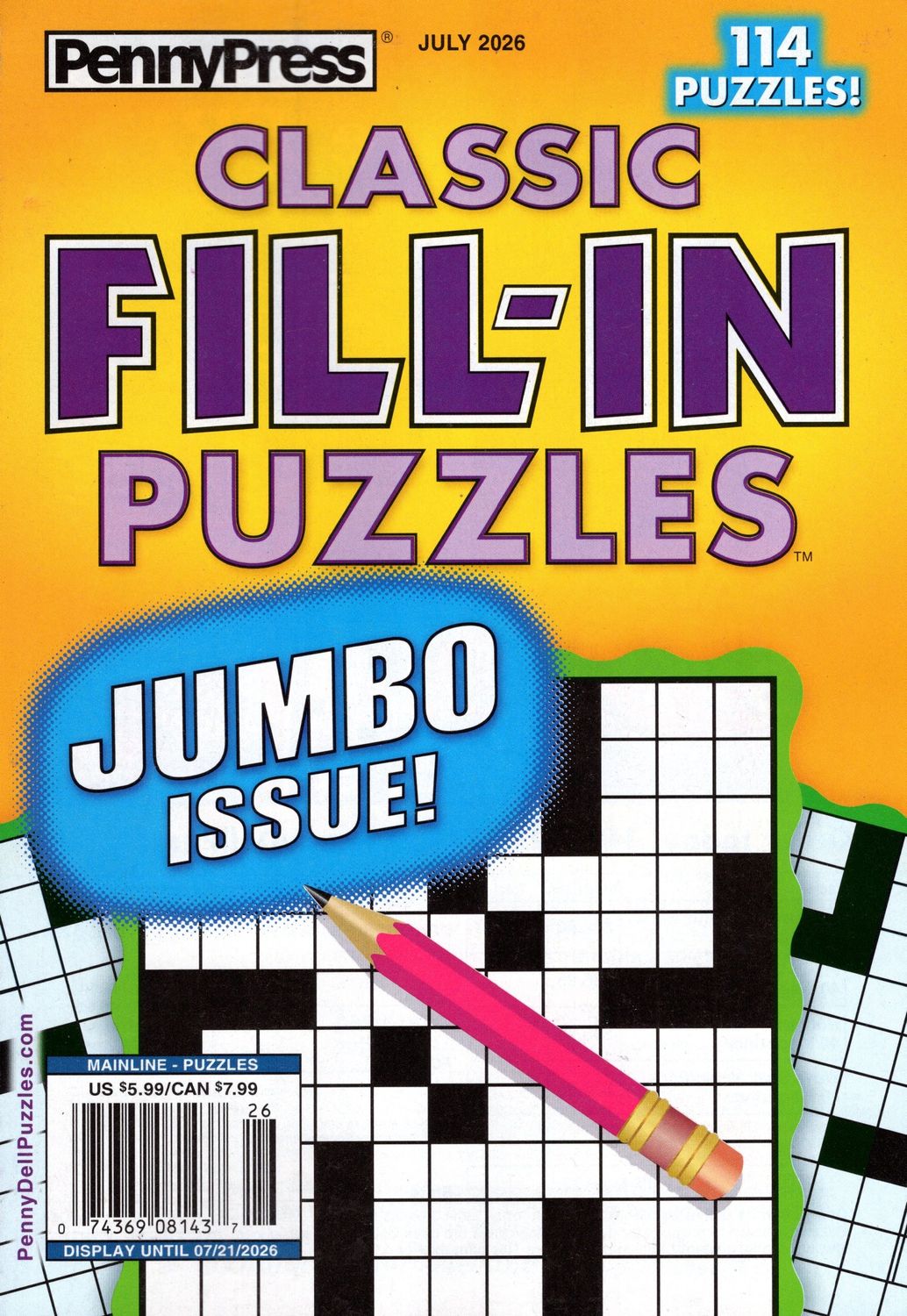PennyPress Classic Fill-In Puzzles July 2026