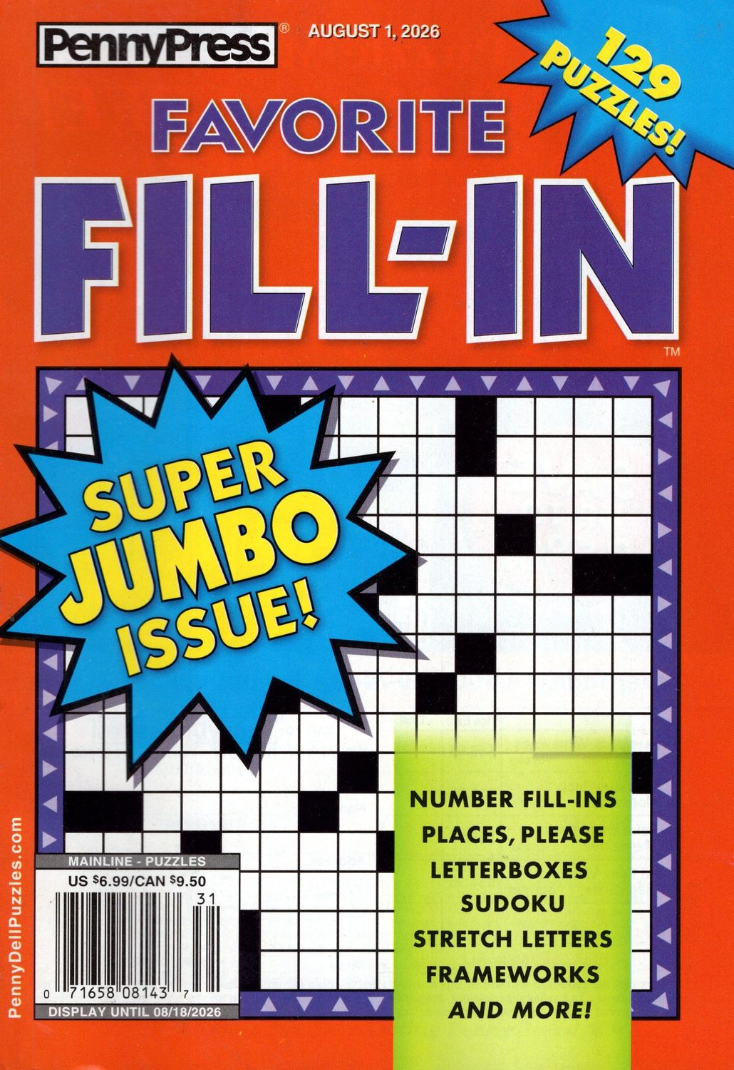 Favorite Fill-In Puzzles August 2026
