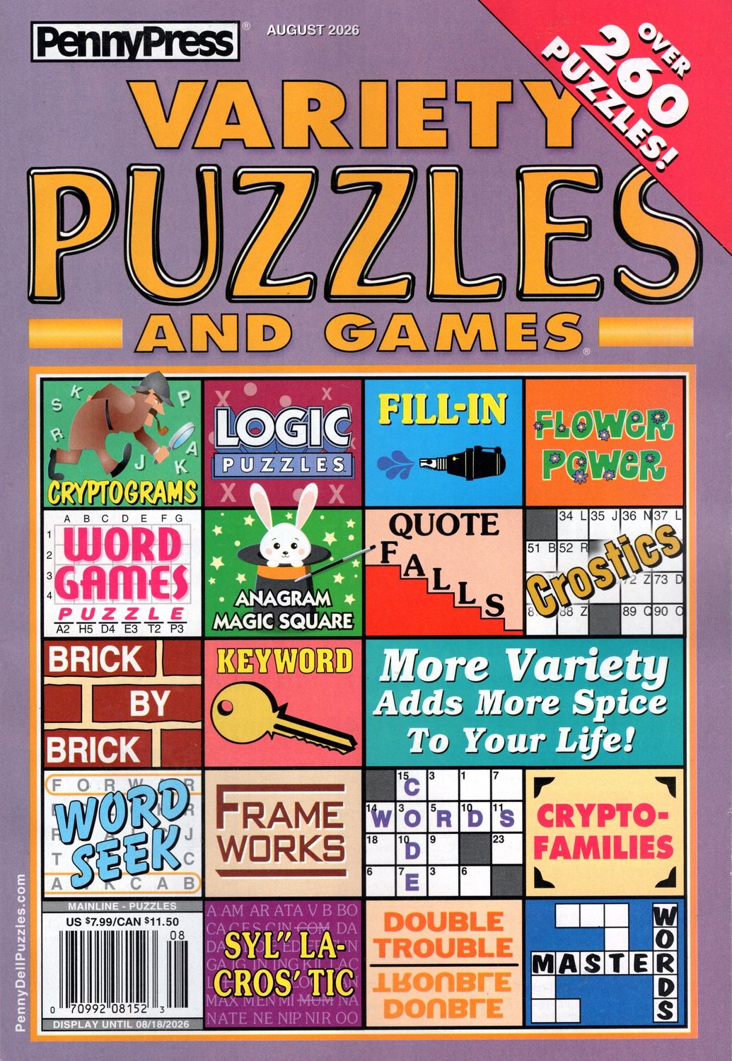 Penny Press Variety Puzzles  and Games August 2026