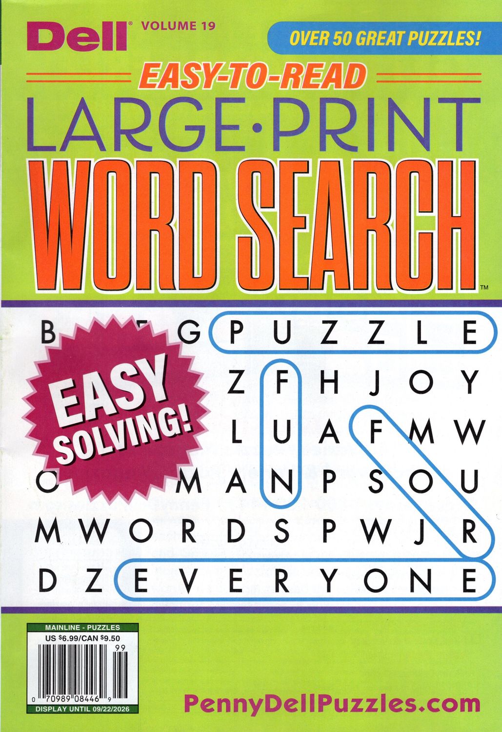 Dell Easy to Read Large Print Word Search (19) Puzzles September 2026
