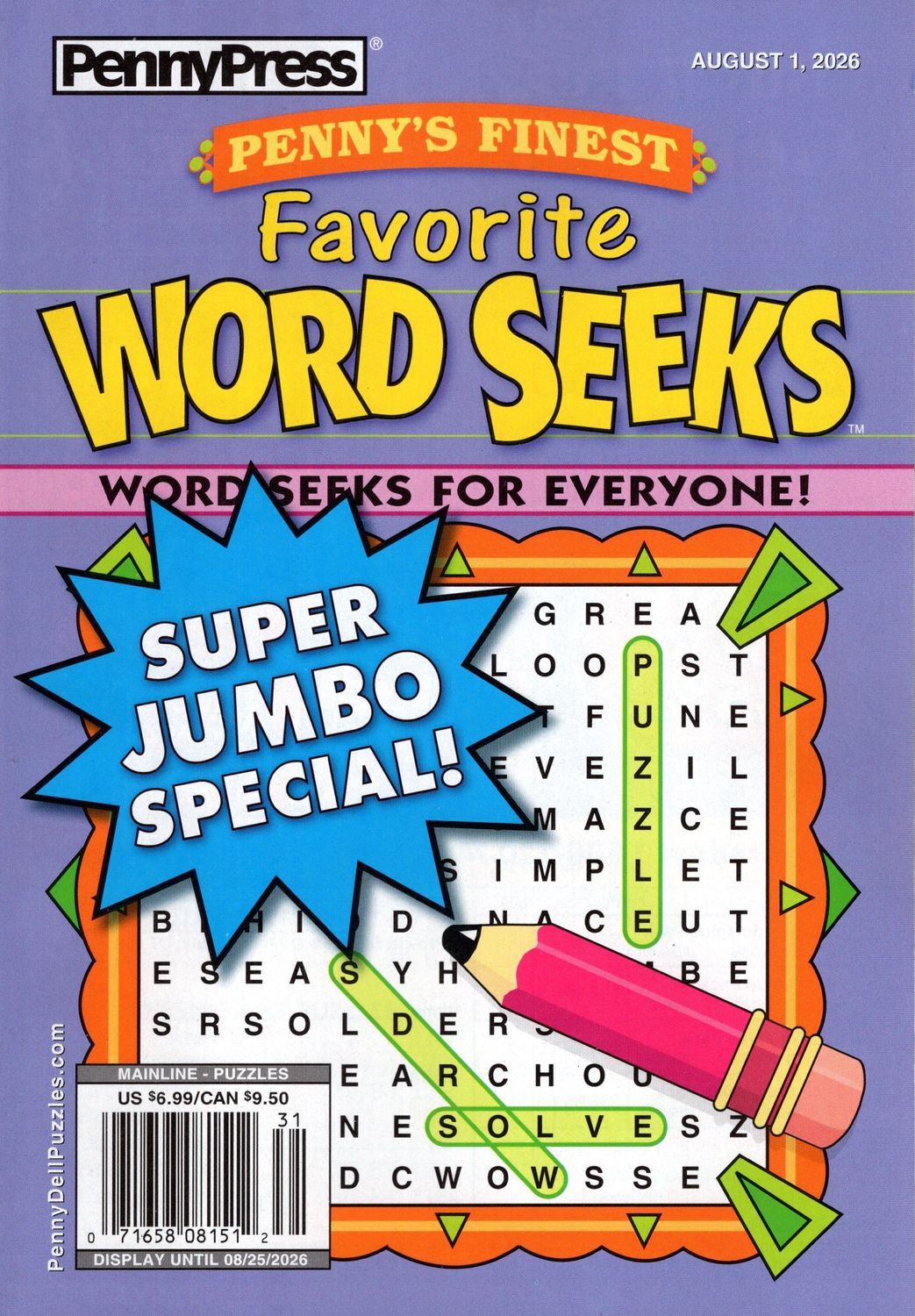 Penny’s Finest Favorite Word Seeks Puzzle Book August 2026