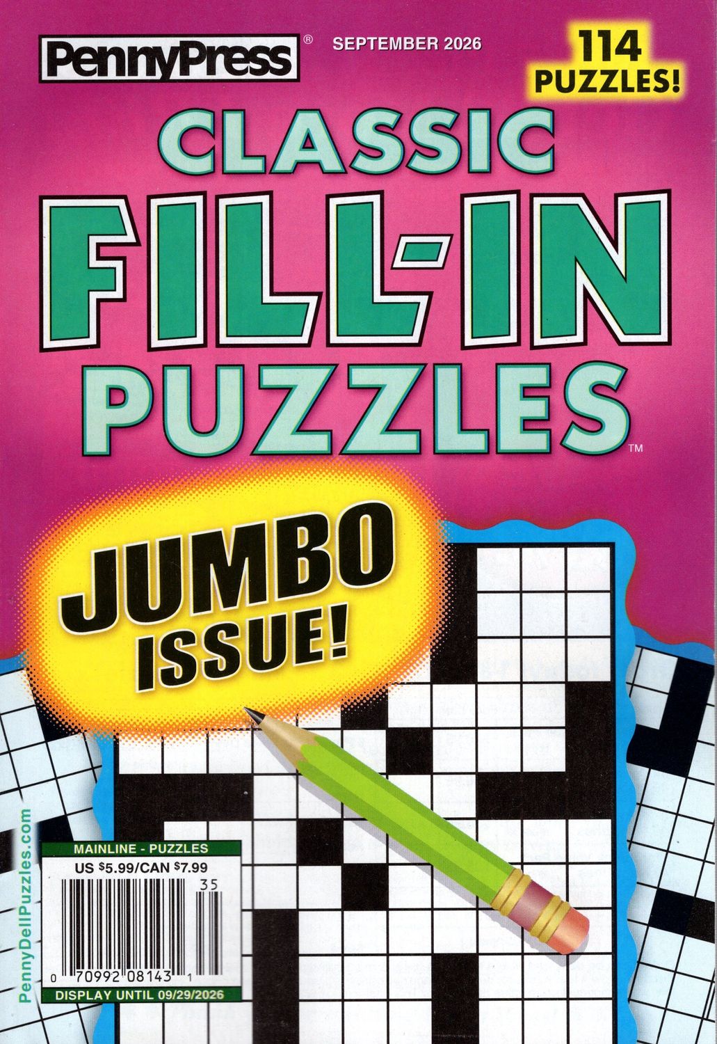 PennyPress Classic Fill-In Puzzles September 2026