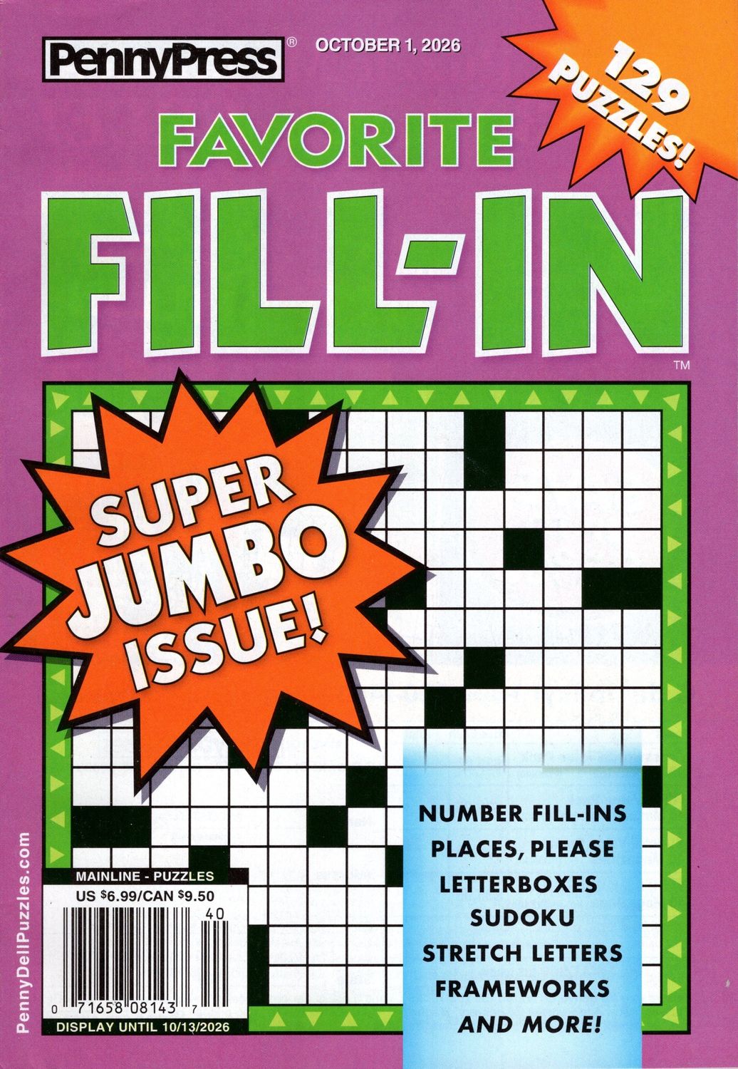 Favorite Fill-In Puzzles October 2026