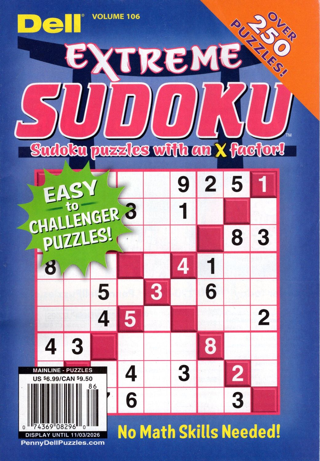 Dell Extreme Sudoku Puzzle Book #106 October 2026