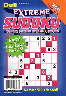 Dell Extreme Sudoku Puzzle Book #106 October 2026