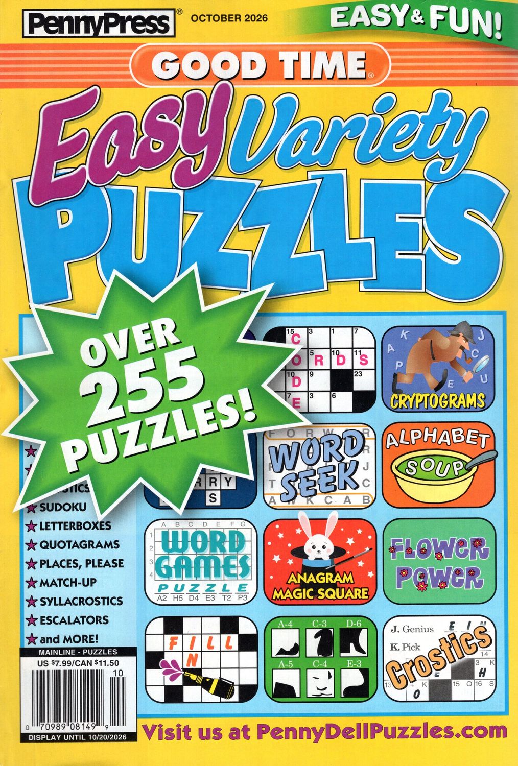 Cover of Good Time Easy Variety Puzzles magazine, featuring 128 full-sized pages of light, enjoyable puzzles.