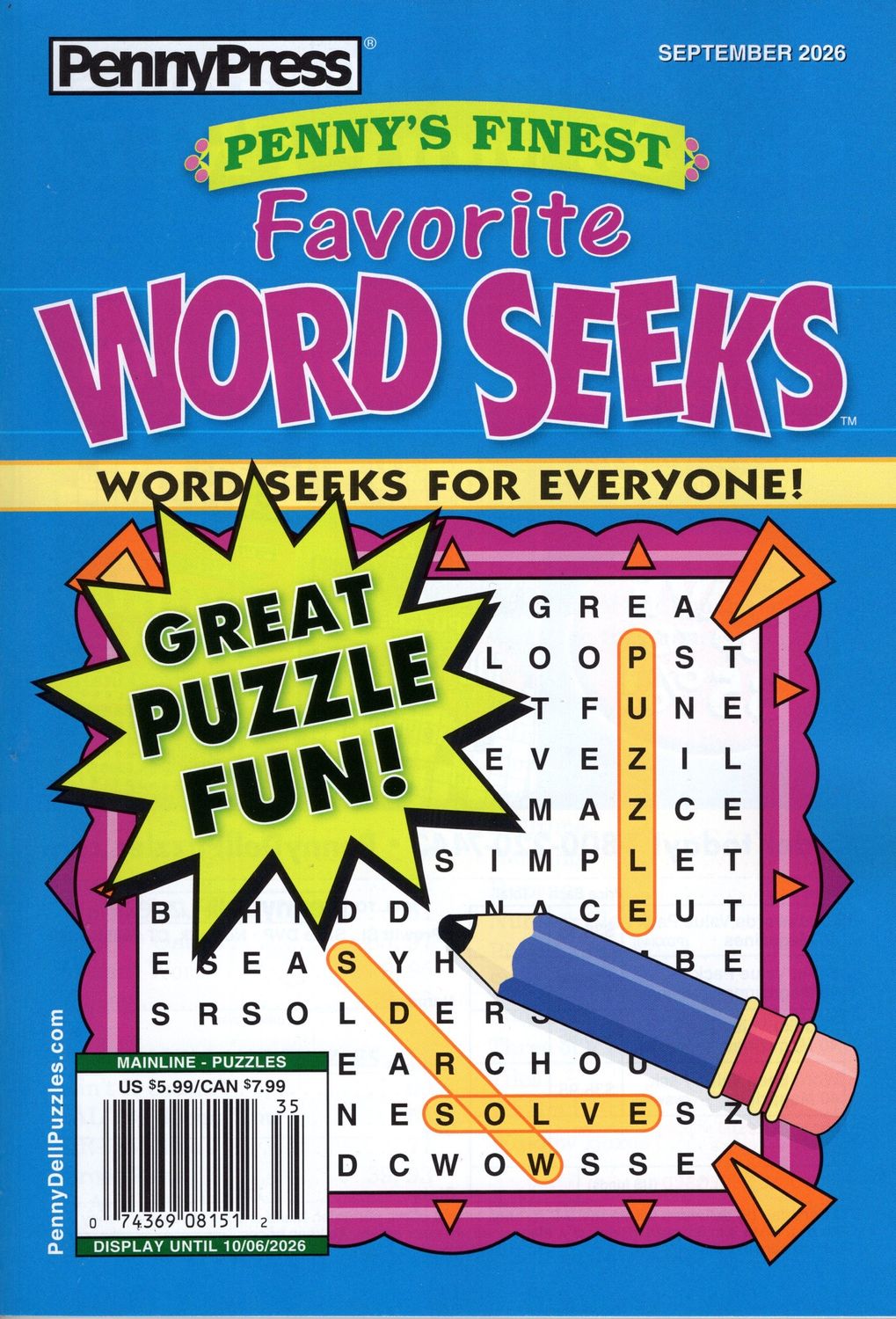 Penny’s Finest Favorite Word Seeks Puzzle Book September 2026