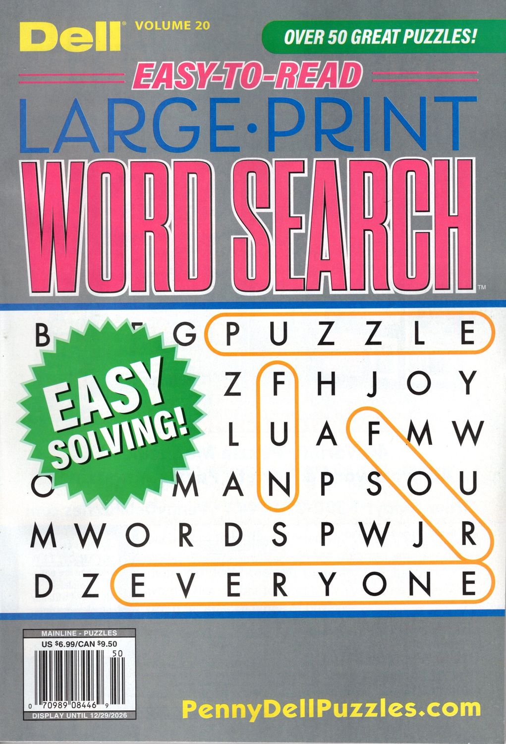 Dell Easy to Read Large Print Word Search (20) Puzzles December 2026