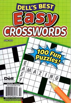 Dell’s Best Easy Crosswords magazine cover, June 2026 edition, showing accessible and beginner-friendly word puzzle games.