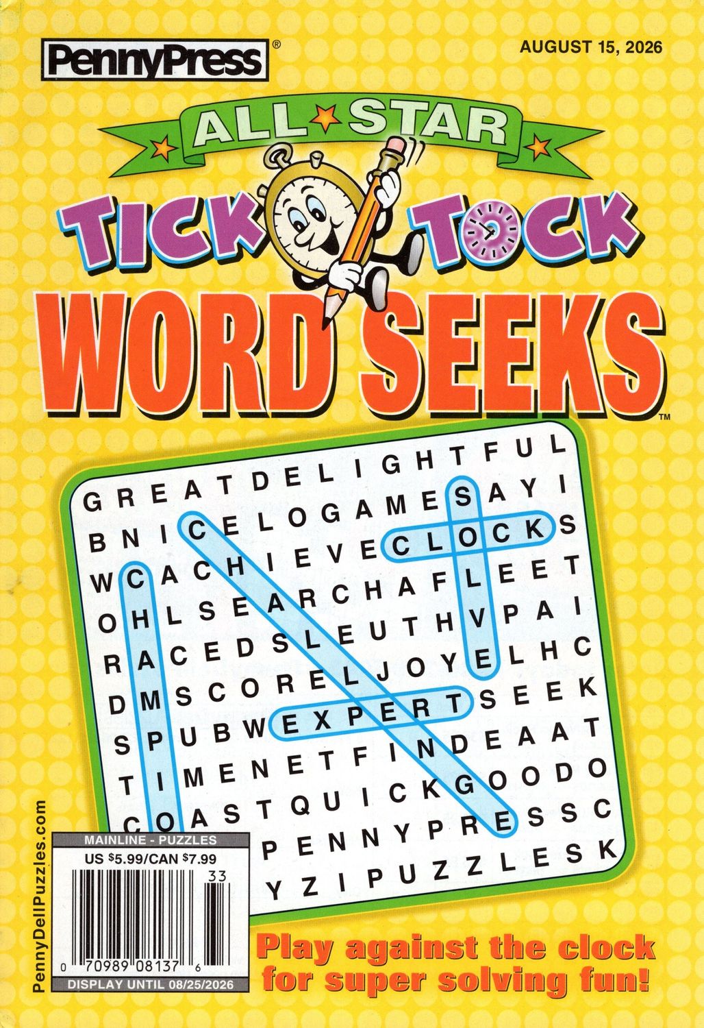 All-Star Tick Tock Word Seeks August 2026