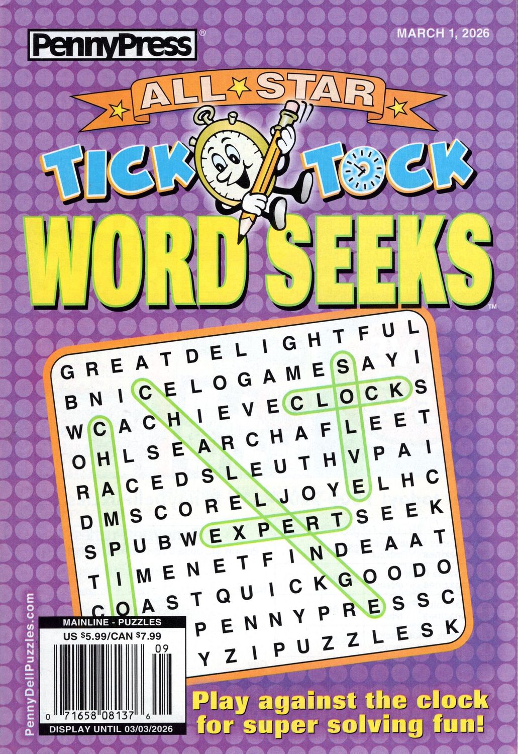 All-Star Tick Tock Word Seeks March 2026