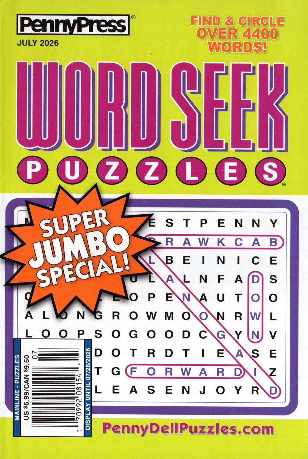 PennyPress Word Seek Puzzles July 2026