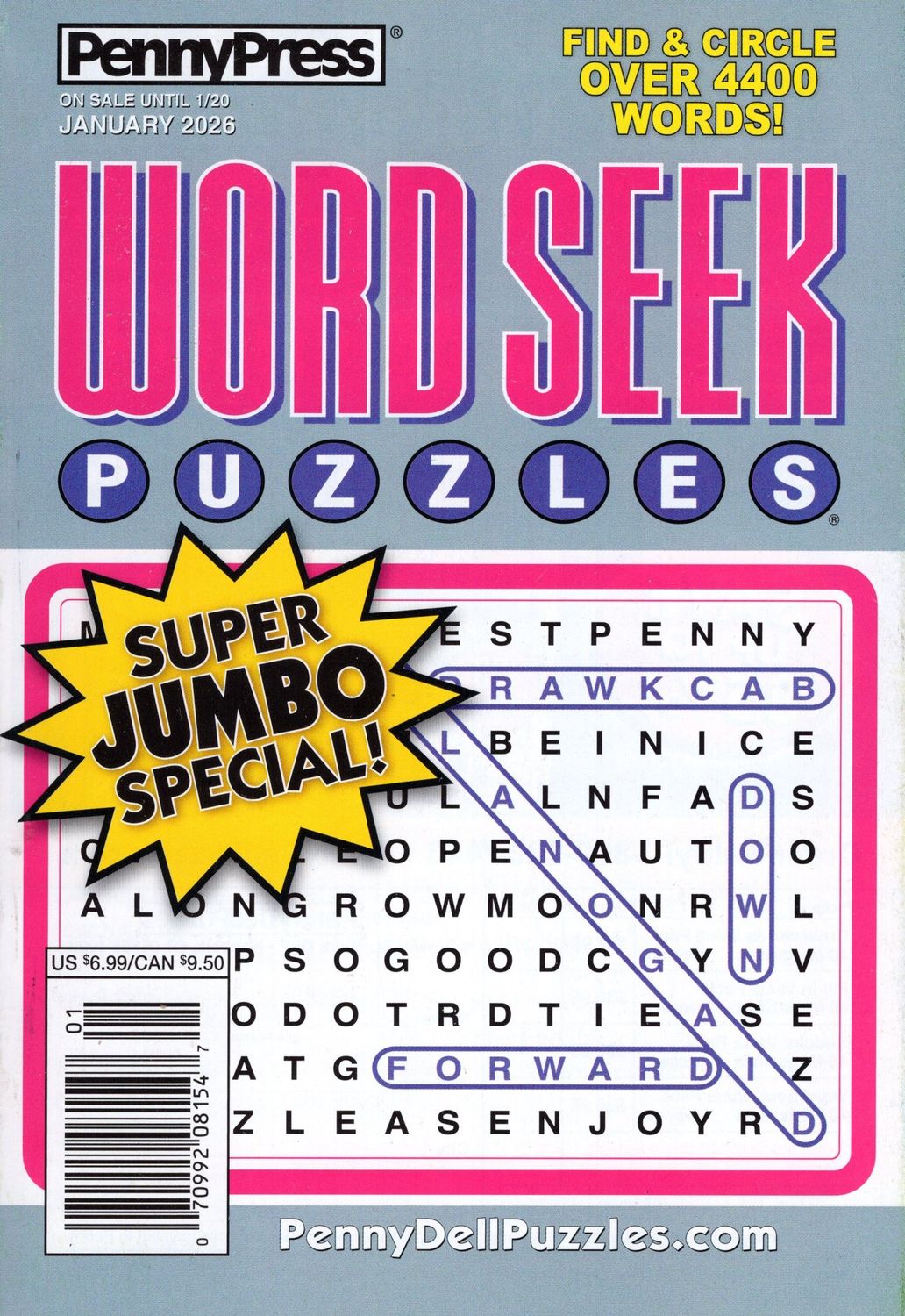 PennyPress Word Seek Puzzles January 2026