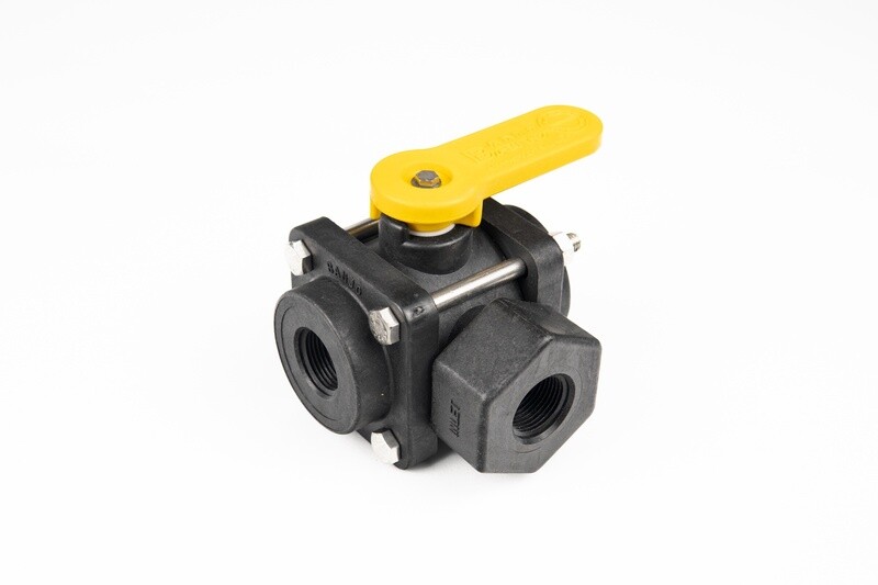 Poly 3-Way Side Load Ball Valve - 3/4"