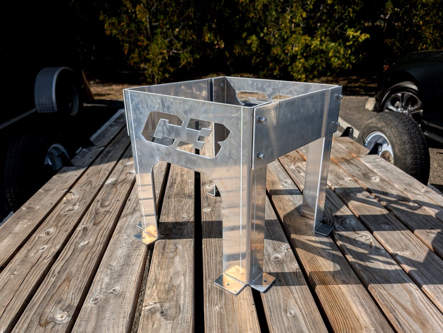 55-gallon Plastic Portable Flat Bottom Utility Tank - Brackets | C3 Skids