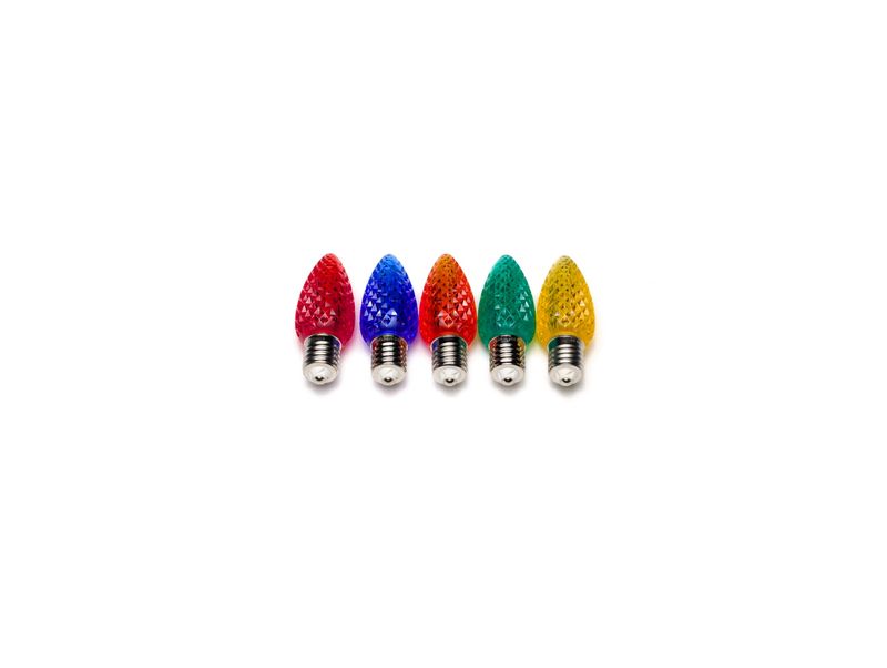 Minleon C9 Multi-Color Faceted LED Bulb – Energy-efficient, durable bulb with vibrant colors for professional residential and commercial lighting installations.