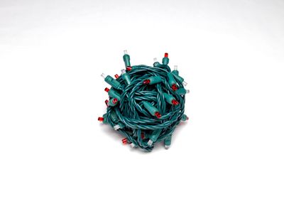 Mini Lights Candy Cane with 6-inch spacing, 50 red and white lights on green wire for professional holiday and decorative installations.