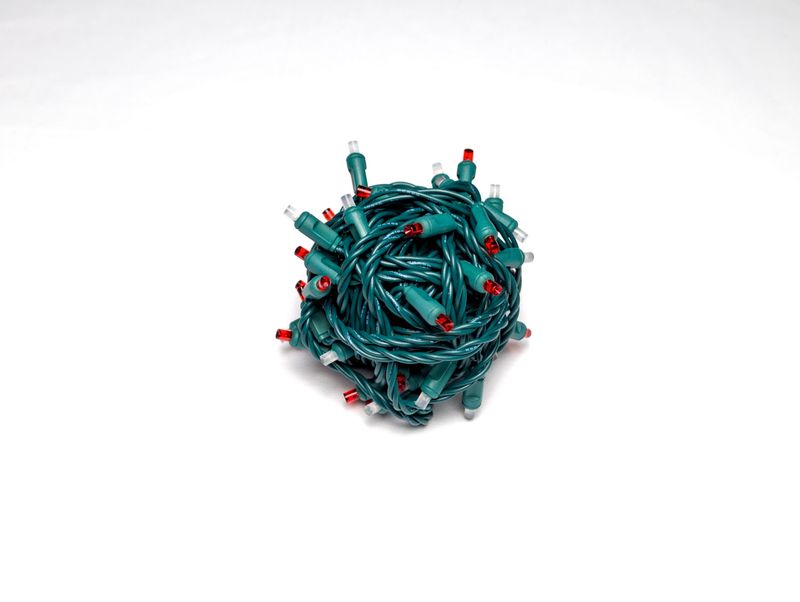Mini Lights Candy Cane with 6-inch spacing, 50 red and white lights on green wire for professional holiday and decorative installations.