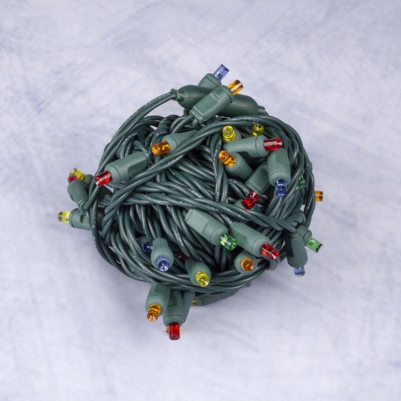 Mini-Lights - Multi Color - 6" Spacing - 50 Lights - Green Wire