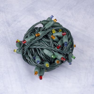 Mini-Lights - Multi Color - 6" Spacing - 50 Lights - Green Wire