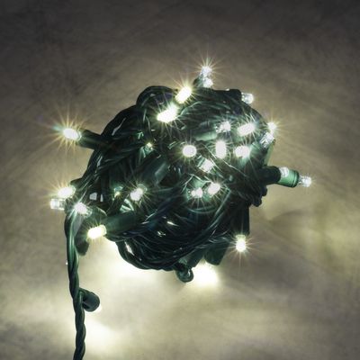 Mini-Lights - Pure White - 6&quot; Spacing - 50 Lights - Green Wire