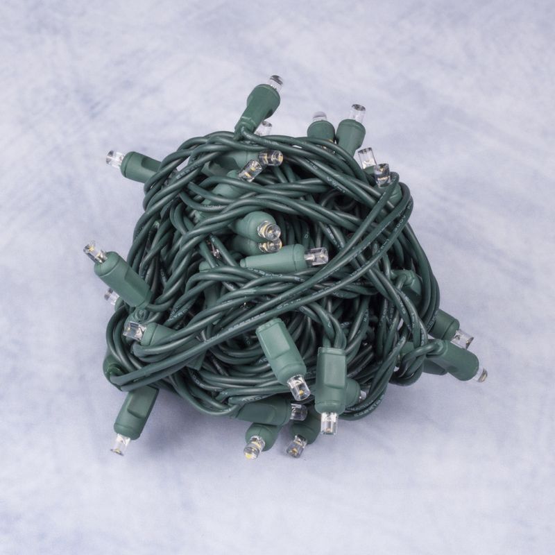 Mini-Lights - Warm White - 4" Spacing - 50 Lights - Green Wire