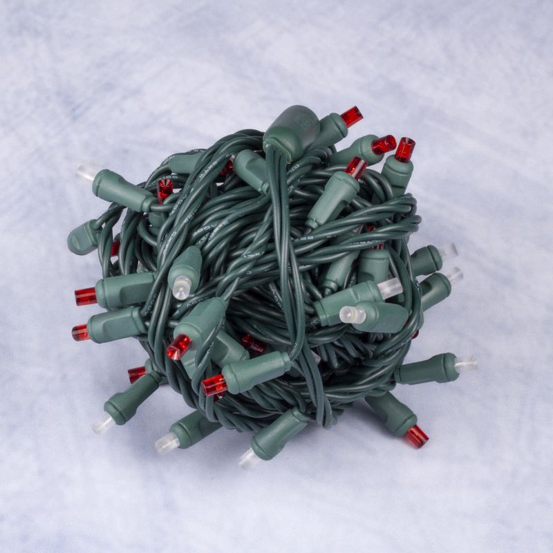 Mini-Lights - Candy Cane - 6" Spacing - 50 Lights - Green Wire