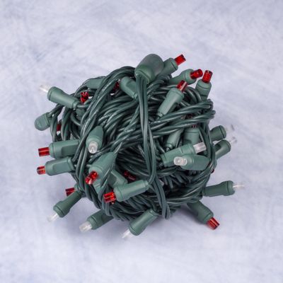 Mini-Lights - Candy Cane - 6" Spacing - 50 Lights - Green Wire