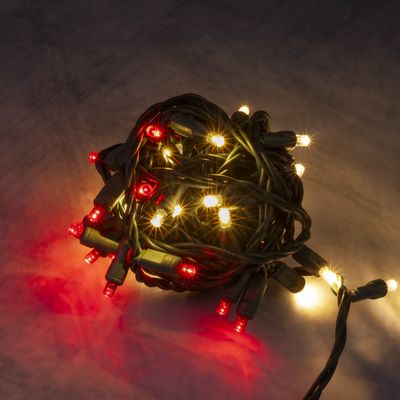 Mini-Lights - Old Fashion Candy Cane - 6&quot; Spacing - 50 Lights - Green Wire