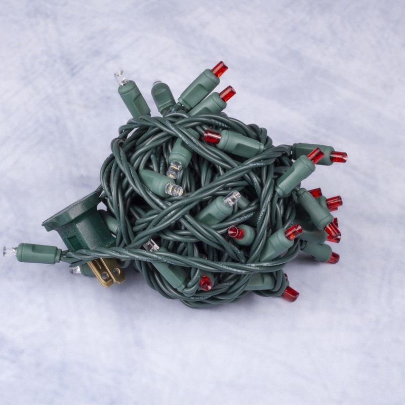 Mini-Lights - Old Fashion Candy Cane - 6" Spacing - 50 Lights - Green Wire