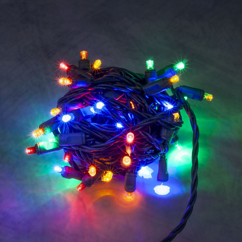 Mini-Lights - Multi Color - 6&quot; Spacing - 50 Lights - Green Wire