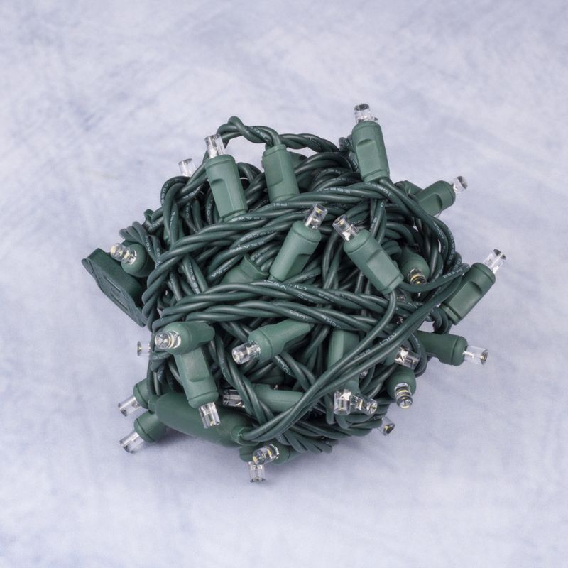 Mini-Lights - Pure White - 6" Spacing - 50 Lights - Green Wire