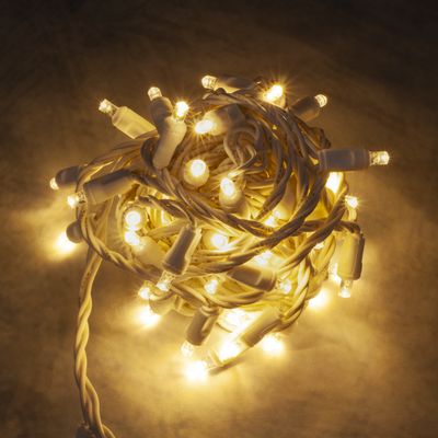 Mini-Lights - Warm White - 4&quot; Spacing - 70 Lights - White Wire