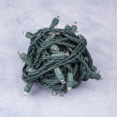 Mini-Lights - Warm White - 6" Spacing - 50 Lights - Green Wire