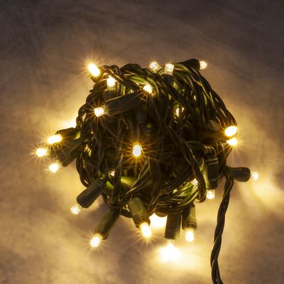 Mini-Lights - Warm White - 6&quot; Spacing - 50 Lights - Green Wire