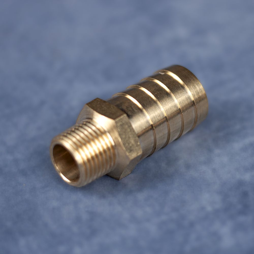 Male Thread x Hose Barb - Brass, Size: 1/2" MNPT x 1" Hose Barb