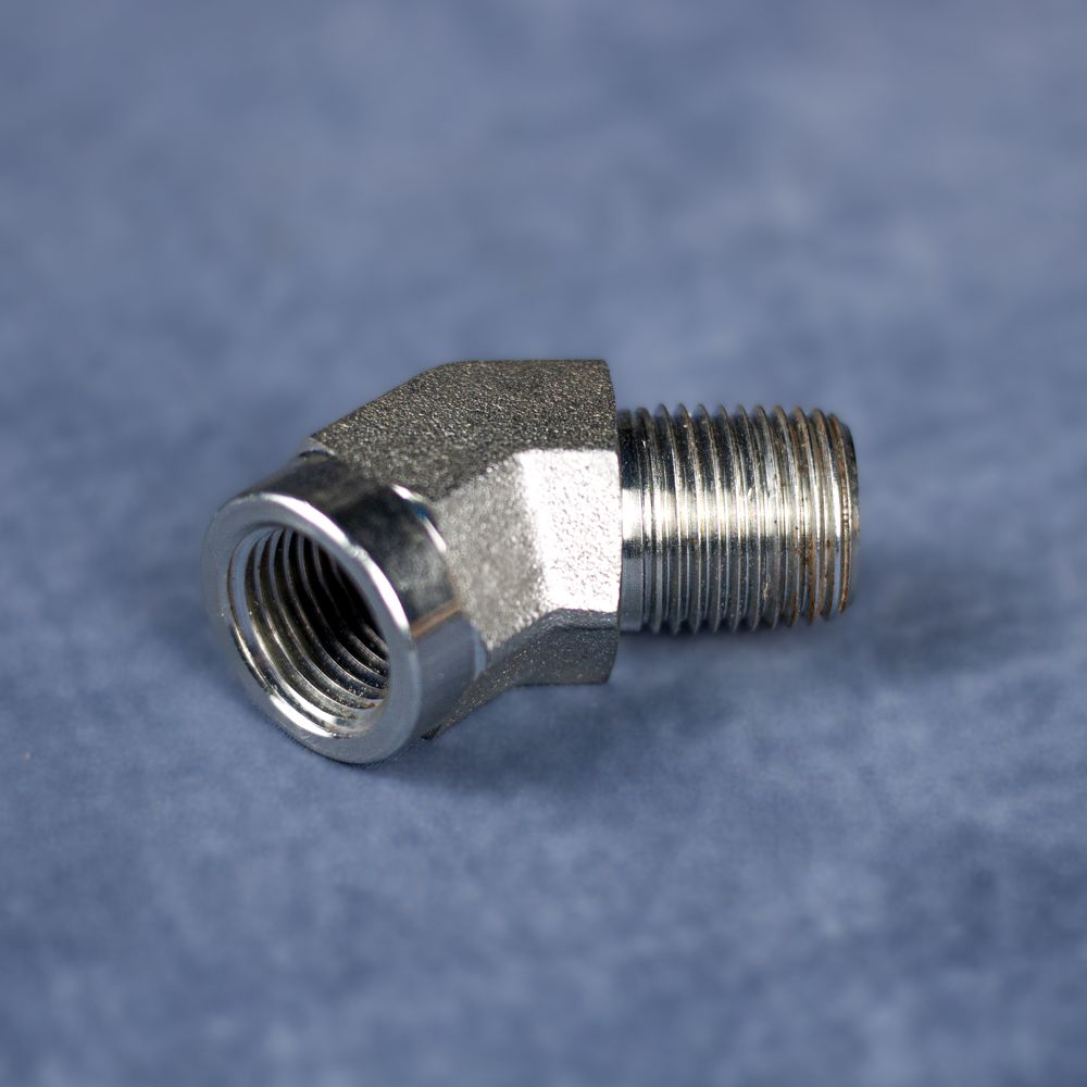 45-degree Stainless Steel Street Elbow, Material: Stainless Steel, Size: 1/2" FPT x 1/2" MPT