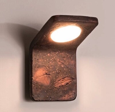 ExoWALLterraled handgefertigte Terrakotta-Wandleuchte-Blatt-Dekor GX53 incl. LED-warmton