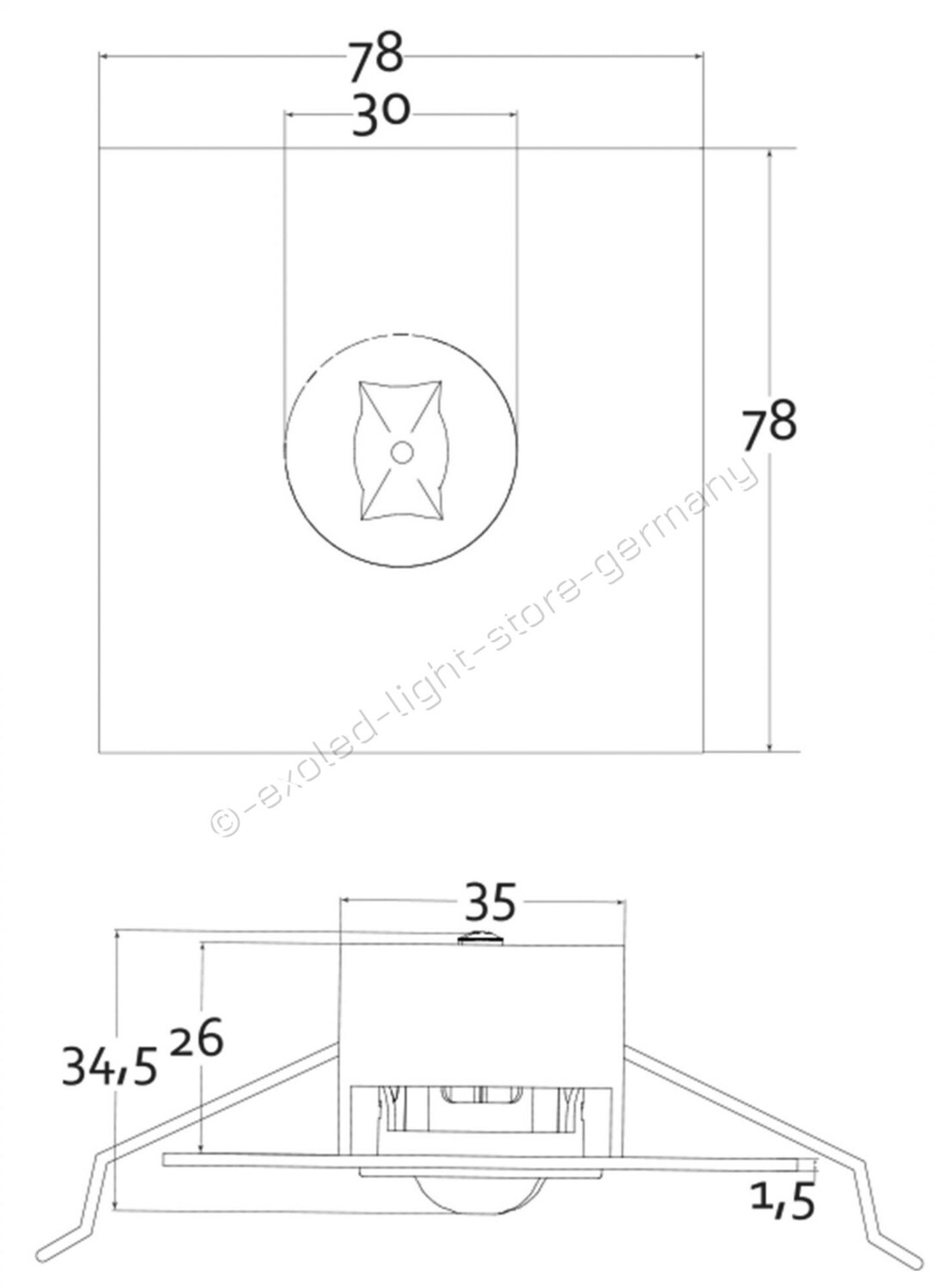 ExoNot 1W Noteinbauleuchte -4500 K, Weiß, 230 V/AC, 50 / 60 Hz