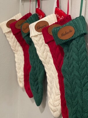 Christmas Stocking w/ Custom Leather Patch