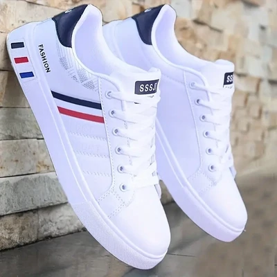 Men&#39;s Lace-up Sneakers, Striped Detail Design Skate Shoes With Good Grip, Breathable