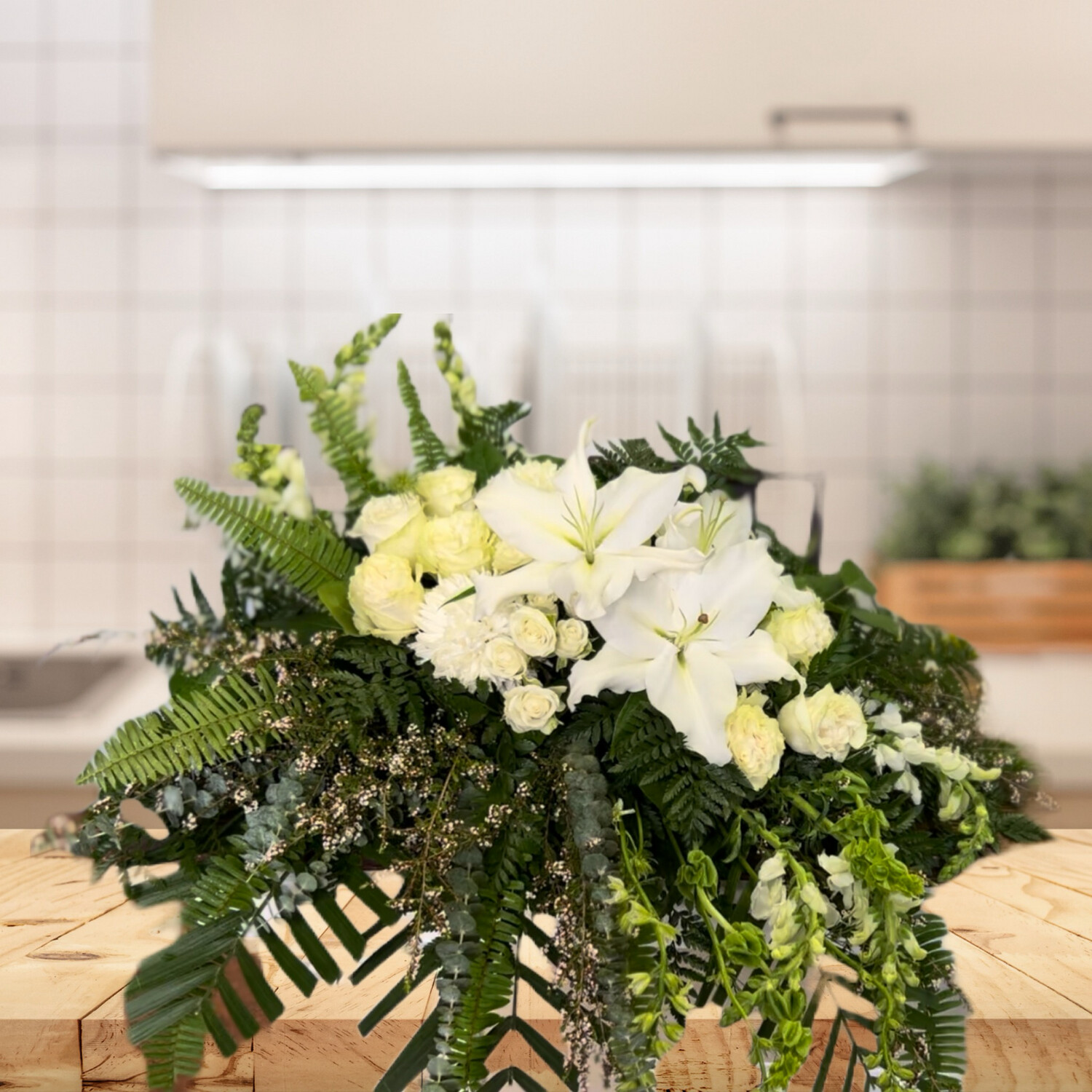 Laurel & Lace Floral Design | Pottstown, PA | White and Cream Casket