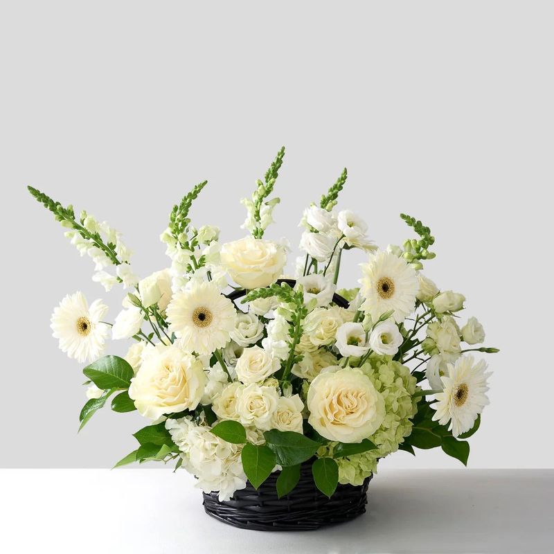 Elegant White Sympathy Basket