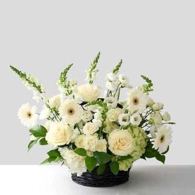 Elegant White Sympathy Basket