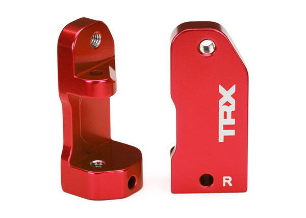 3632X Caster blocks, 30-degree, red-anodized 6061-T6 aluminum (left &amp; right)/ suspension screw pin (2) fits Slash, Rustler and Stampede